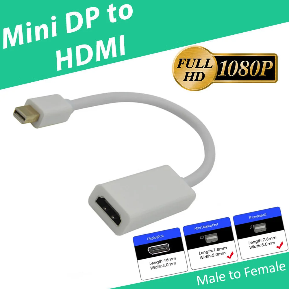 HD 1080P Mini Display Port DP to HDMI Adapter Thunderbolt Converter
