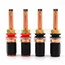 Free shipping 4pcs Swiss Pure Red Copper plated Hi-End Amplifier Speaker Terminal Binding Post