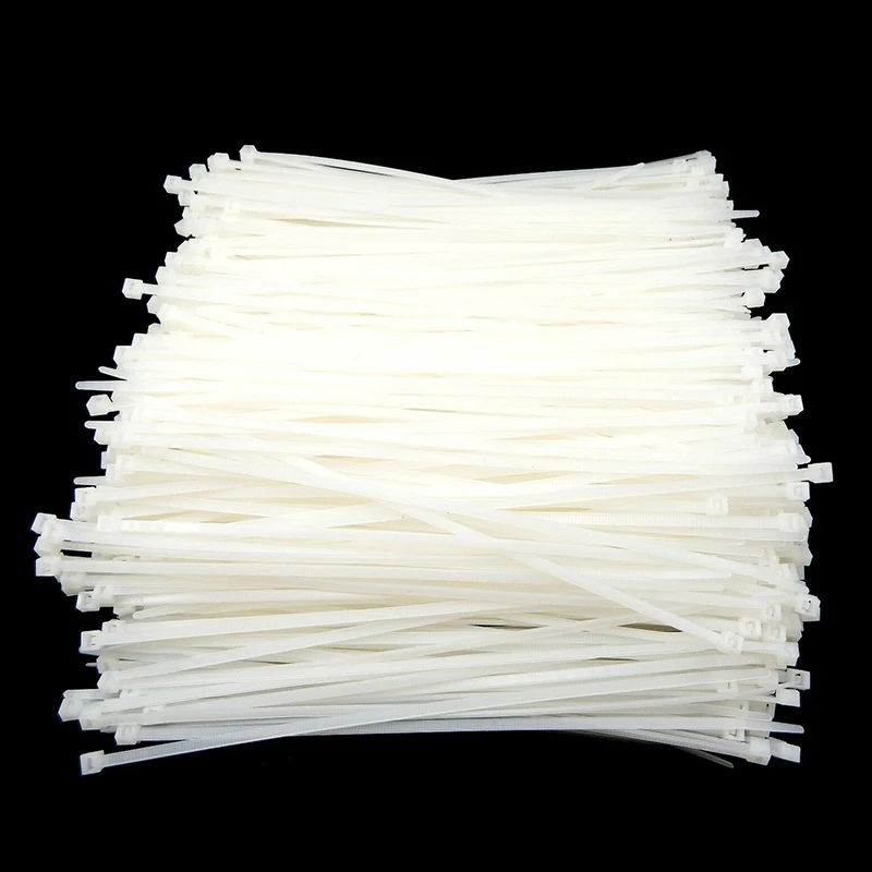 

White Cable ties Nylon Tensile Wire Self-locking Fastener Tool Clamps Accessory Replacement Cord Zipper 1000pcs