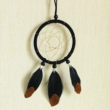 

Car Pendant Black Goose Feather Dream Catcher Art Craft Ornament Auto Rearview Mirror Hanging Decoration Accessories Gifts