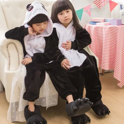 panda Unicorn Onesie Family Matching Pajamas Kid Adult Winter Women Animal Costume Cosplay Onepiece Child Boy Girl Jumpsuit - Цвет: panda