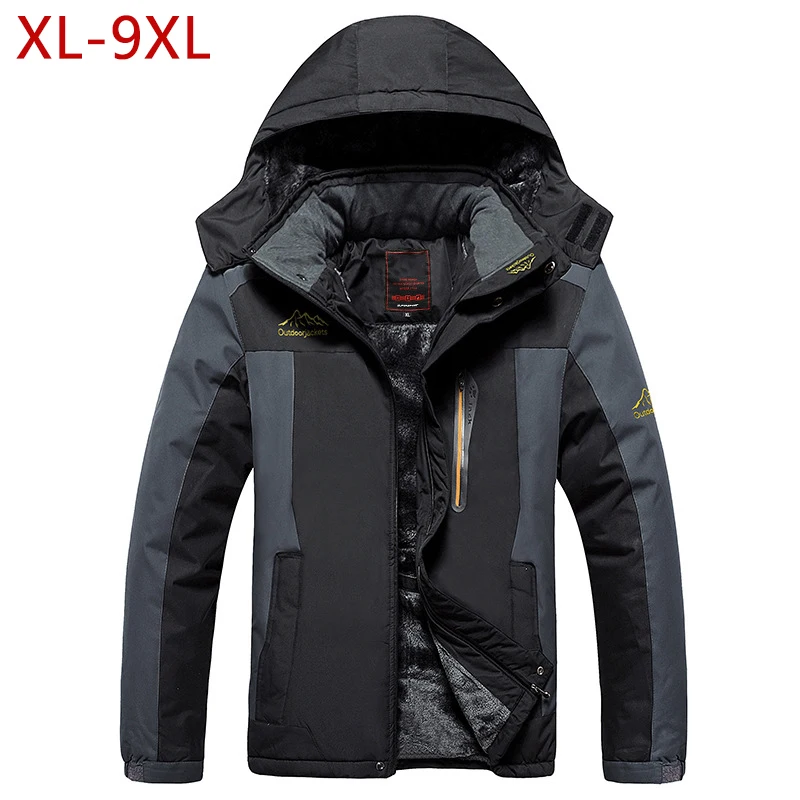 XL-9XL большой размер Мужская Толстая флисовая куртка с капюшоном осенне-зимняя