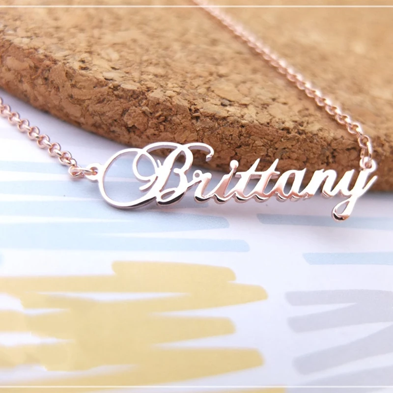 

Charming Cursive Name Necklace Custom Jewelry Stainless Steel Rose Gold Personalized Nameplate Pendant Necklace Gifts For Women