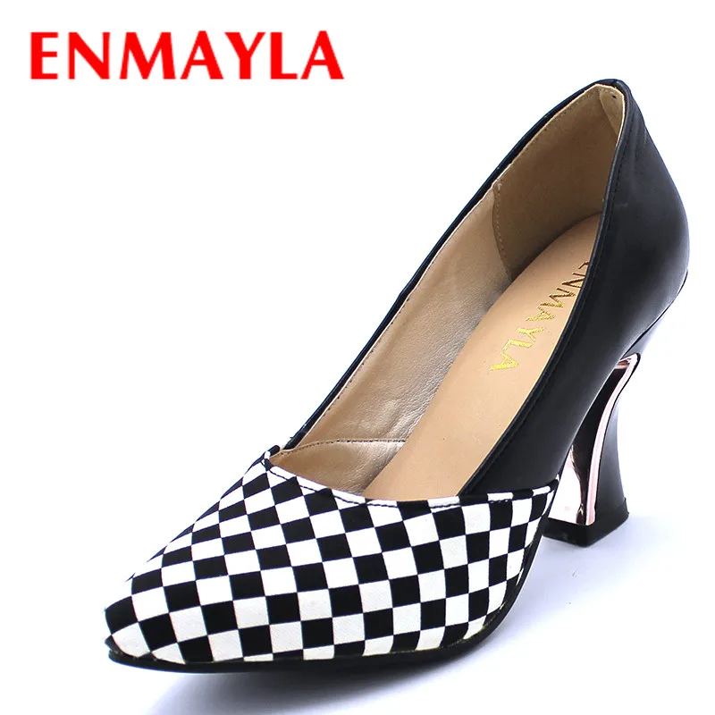 

ENMAYER pointed toe 2015 platform pumps square heels fashion elegant women pumps two colors size 34-44 party shoes for ladies