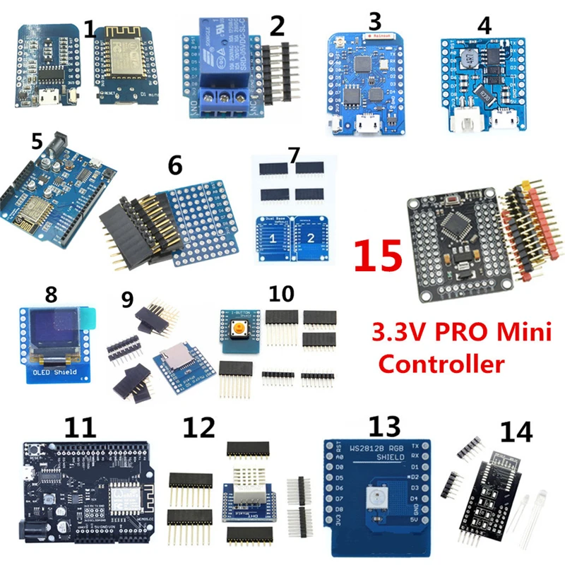 WeMos D1 полный спектр комплекта ESP8266 Wifi мини ESP-12F/12E DHT22 AM2320 CP2104 CH340 релейный модуль sd-карта макетная плата