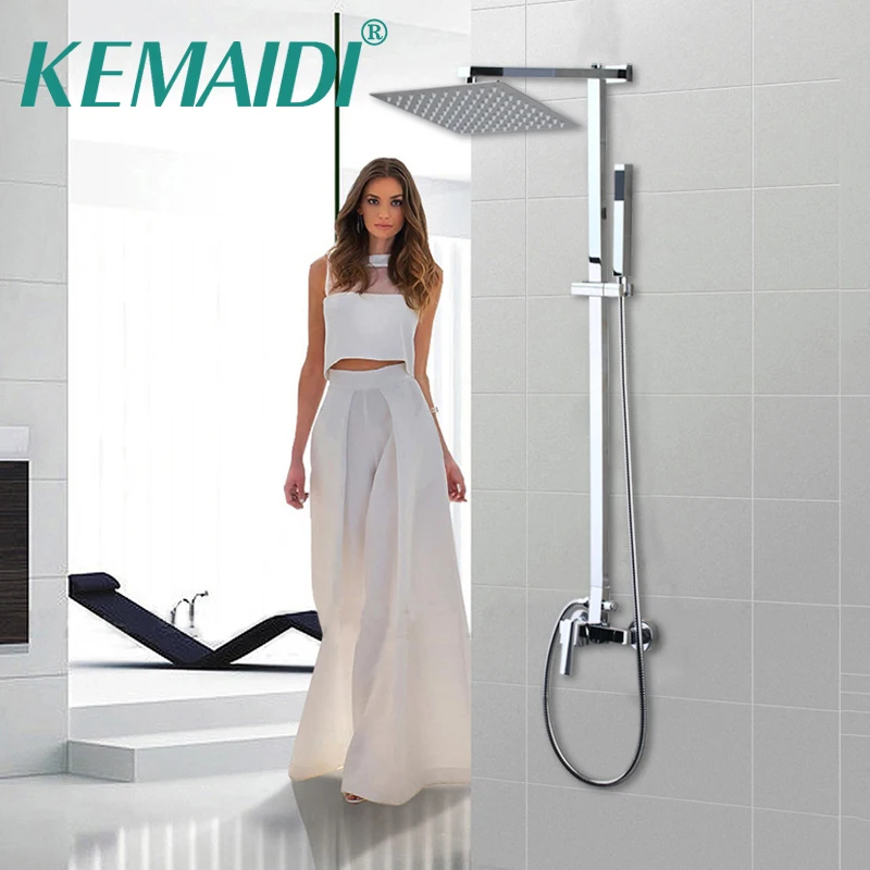 

KEMAIDI Bathtub Mixer Bathroom wall Mount Shower Set + Control Valve Hand Sprayer 8 Inch Shower Head Set Bathroom Faucet