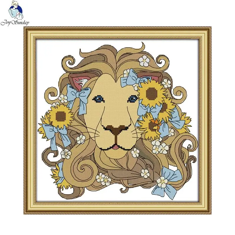 

Joy sunday Lion Counted DIY Hand Cross Stitch 11CT 14CT DMC Printed Cloth for Embroidery Home Decor Needlework factory wholesale