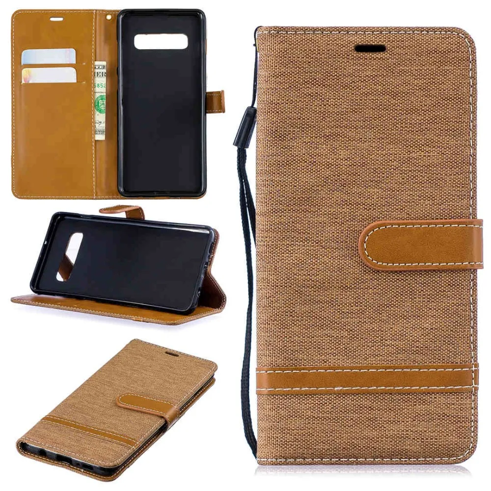 

IMIDO Leather Flip Phone Case For Samsung Galaxy S10 S9 S8 Plus Denim PU Bracket Back Cover For J3 J5 A3 A5 A6 A7 A8 2018 Coque