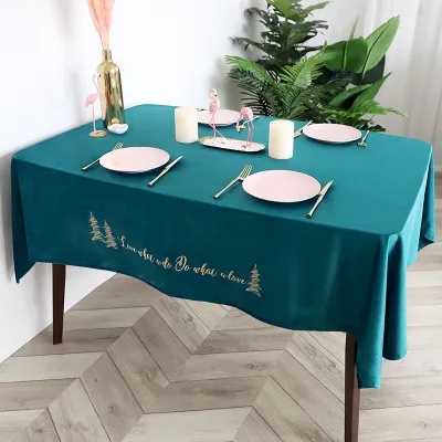 

European fabric velvet tablecloth Nordic dressing pink tablecloth rectangular waterproof tablecloth