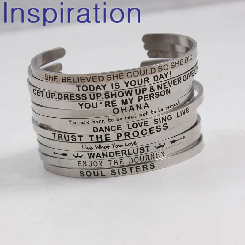 

OHANA SOUL SISTERS YOU'RE MY PERSON Mantra Bracelets Bangles Positive Words Bracelets 316L Stainless Steel Bangles As Gifts