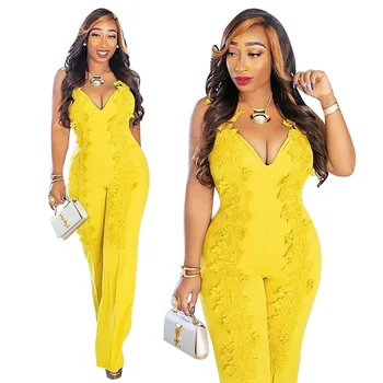 

2019 new arrival spring and summer women plus size long jumpsuit S-2XL