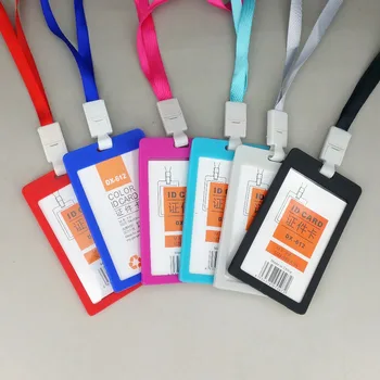 

Plastic Employee Worker ID Badge Name Card Holder With Belt Detachable For Exhibition Show Multi-color Choose in Vetical 20sets