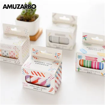

4PCS/Pack Candy Color Rainbow Striped Dots Washi Tape DIY Decorative Scrapbook Masking Tape Paper Tape Stationery Sticker Label