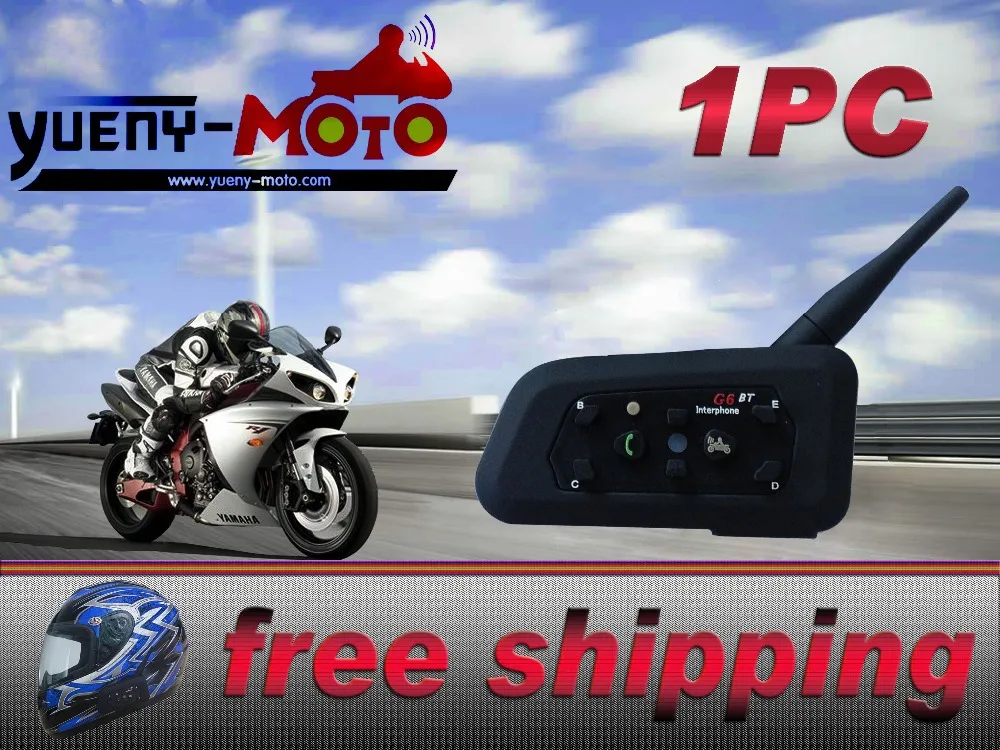 

2017 updated version 1pcs multi Bluetooth motorcycle helmet intercom BT interphone headset wireless communication for 6 riders