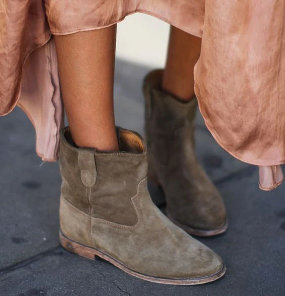 taupe flat ankle boots