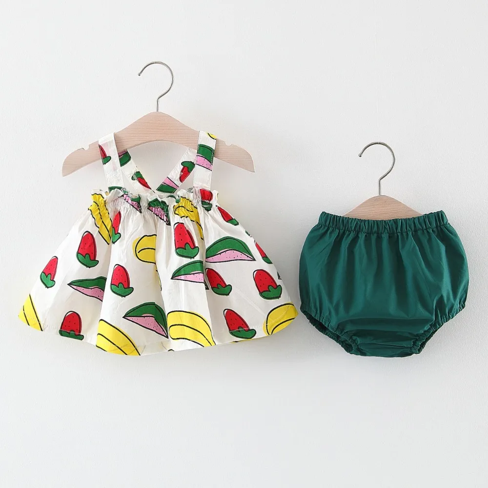 

2019 Summer Baby's Sets Watermelon Print Straped Vest Tank Tops + Beach PP Shorts Infant Girls Suits Kids 2Pcs Clothes
