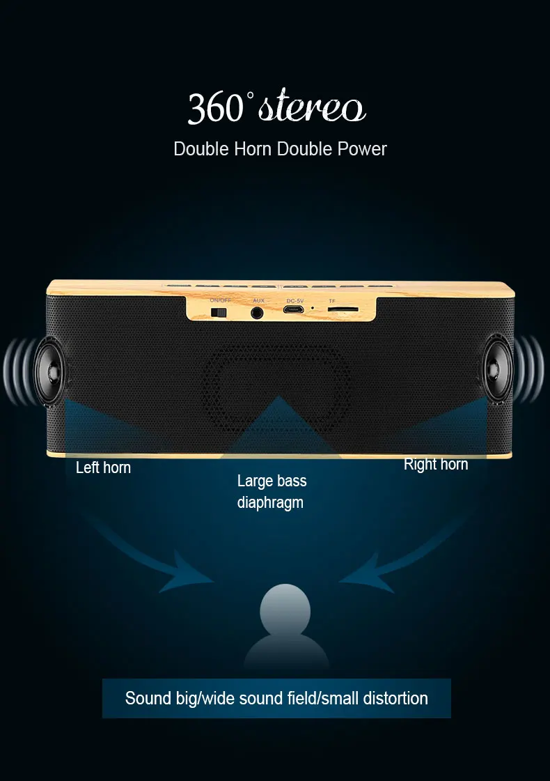 Портативный Bluetooth динамик беспроводной стерео музыкальный Soundbox с светодиодный дисплей времени будильник громкий динамик