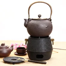 0.6L, 0.9L, 1.0L, 1.1L, 1.2L, 1.3L Япония чугун горшок набор древесный уголь плита кухонный чайник без покрытия Железный чайник Дома Ретро чай Комплект