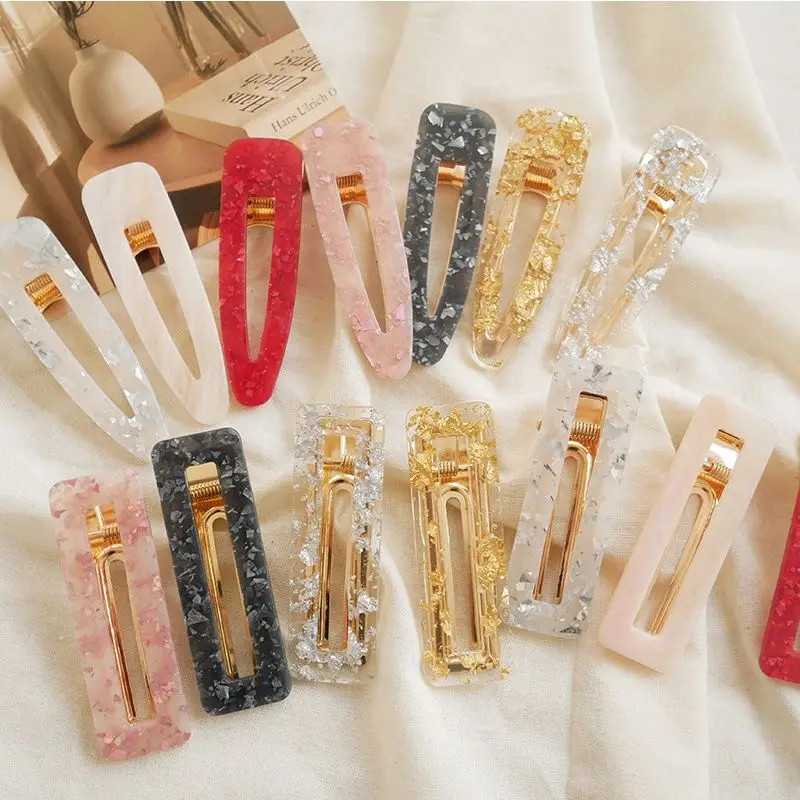 Women Girls Acrylic Hollow Waterdrop Rectangle Hair Clips Tin Foil Sequins Hairpins Barrettes Headbands Hair Accessories Women Girls Acrylic Hollow Waterdrop Rectangle Hair Clips Tin Foil Sequins Hairpins Barrettes Headbands Hair Accessories