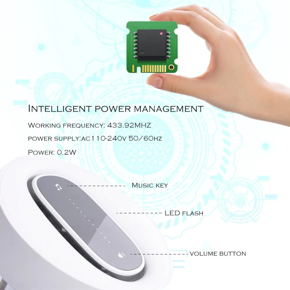 SMATRUL self powered Waterproof Wireless DoorBell night light no battery EU plug home Cordless Door Bell 1 2 button 1 2 Receiver 4