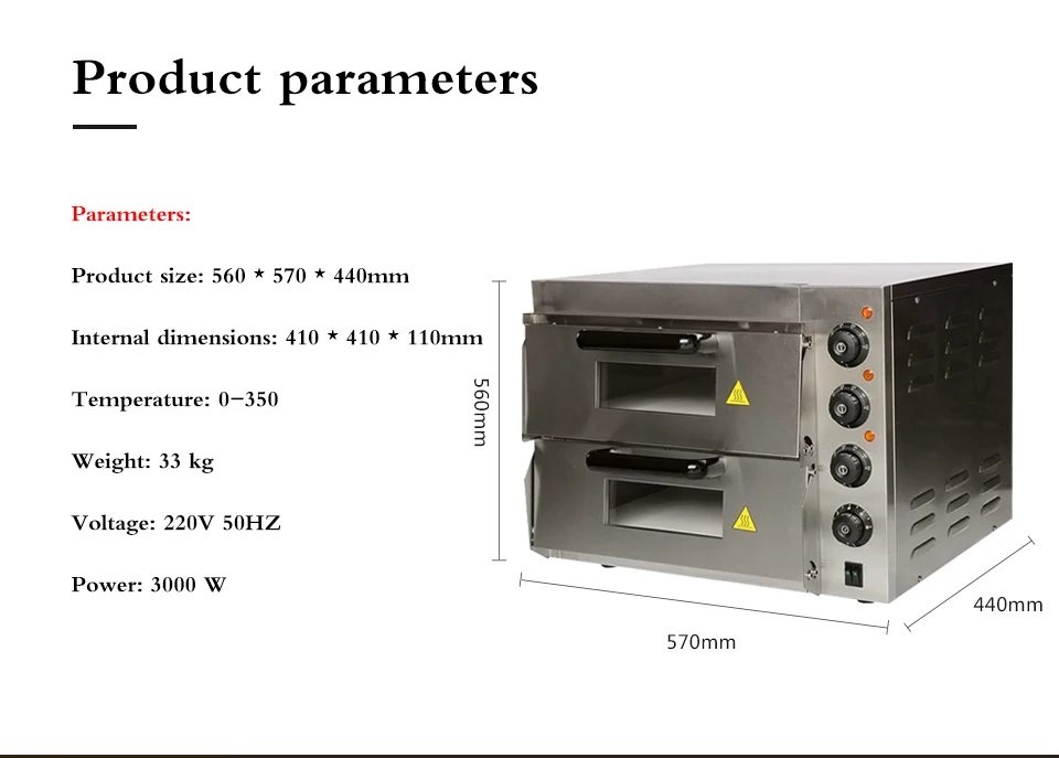XEOLEO электрическая печь для выпечки пиццы печь для хлеба из нержавеющей стали двухслойная машина для выпечки хлеба 16 дюймов 3000 Вт 220 В
