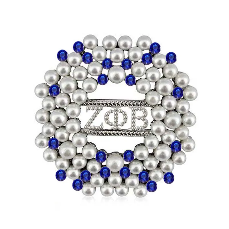 

Drop shipping ZETA PHI BETA Sorority Round Shape ZPB Pearl Pins Brooch Jewelry