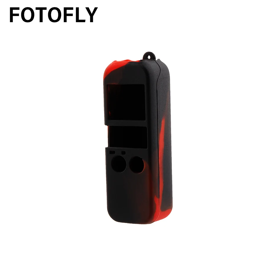 FOTOFLY для OSMO Карманный чехол для камеры Мягкий Цветной силиконовый чехол сo шнуром для DJI Osmo Карманный аксессуар для камеры - Цвет: Черный