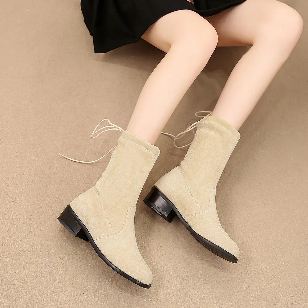 Lsewilly/Большие размеры 34-43 теплые плюшевые зимние ботинки женские ботинки не сужающийся к низу каблук круглый носок слипоны ботинки до