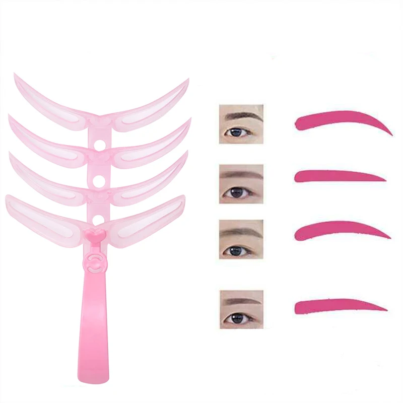 

4Pcs/Set Beauty Eyebrow Shaping Grooming Eyebrow Stencils Eyeliner Makeup Template Stencil Kit Mold Stencils Makeup Tools Pro