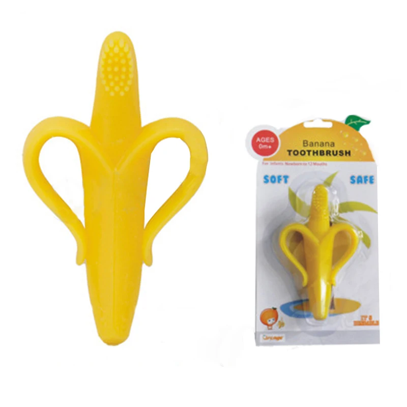 Safety Banana Baby teether Teething Toothbrush infant silicone teether
