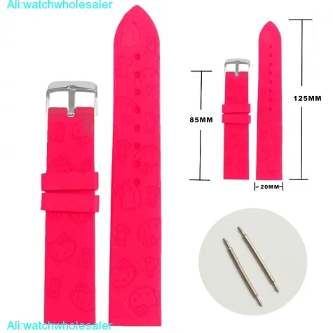 20mm Hot Pink Cartoon Silicone Jelly Rubber Lady Watch Band Straps WB1086L20JB