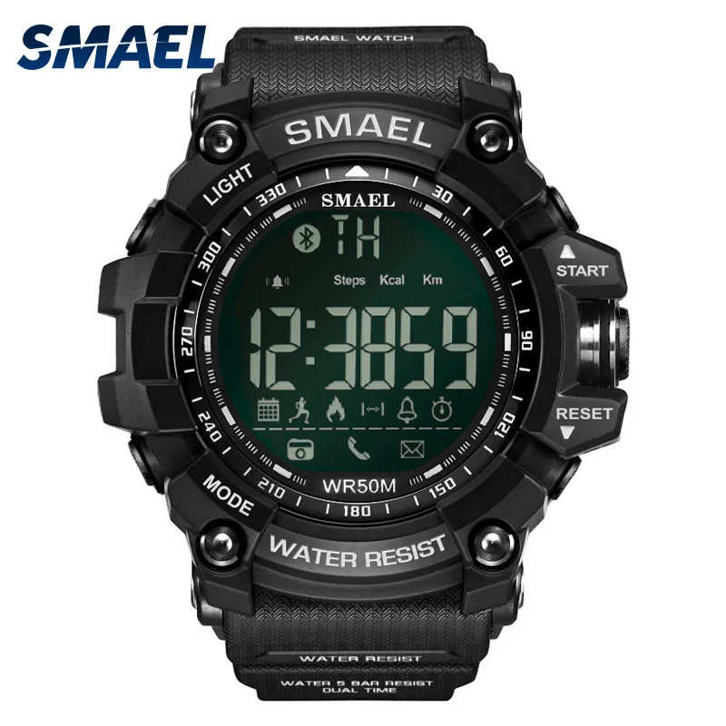 

2017 New Style Watches Smael Brand Black Sport Waterproor Men Wristwatch LED Digital Time Clock Men Silicone Smart Watches 1617B
