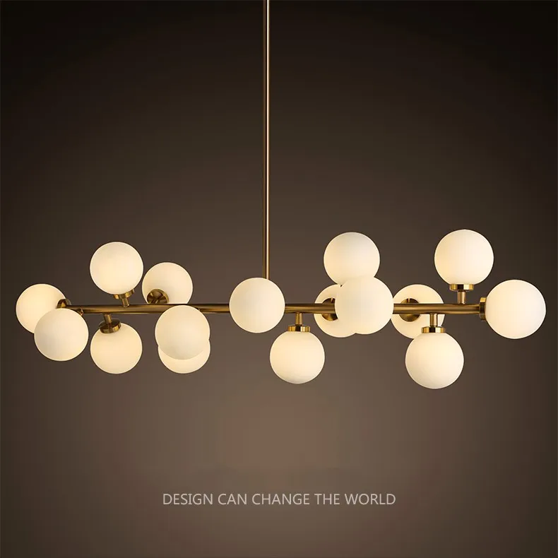 Nordic minimalist 16 heads iron chandelier. glass ball pipe lamp living room clothing. DNA molecule Beanstalk lights.