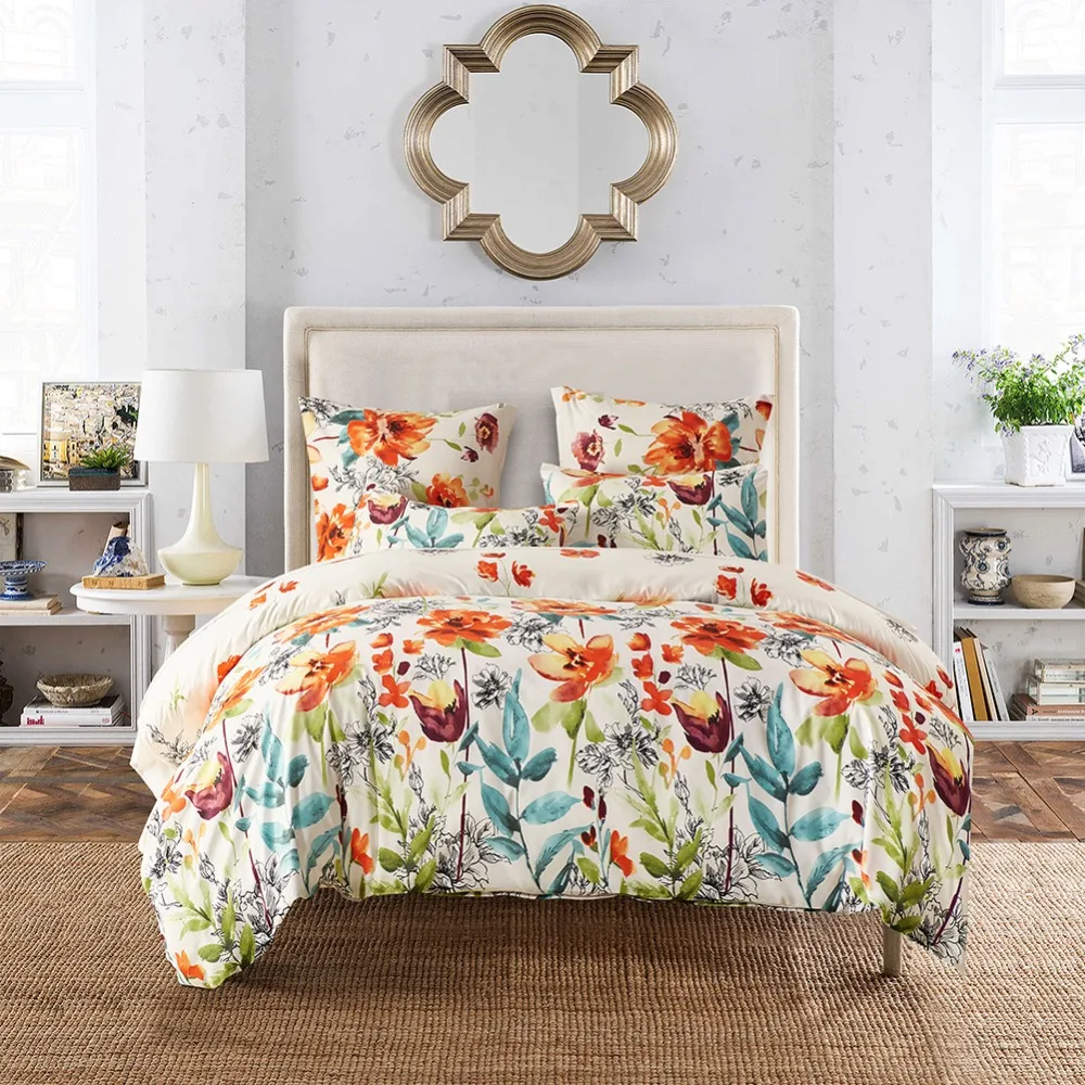 

Flower printing Duvet cover set 3pcs sets Twin queen king size bedding quilt cover sets