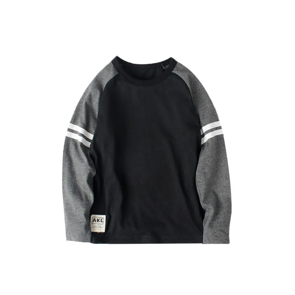 

Kid clothes Boys T-shirt Cotton cartoon pure print long-sleeve Loose large black Children Tops girls tee summer new