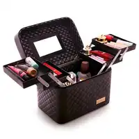 Women Professional Big Suitcase For Make Up With Mirror Ladies PU Cosmetic Box Organizer Bag Female Artist Makeup Bags Case 316