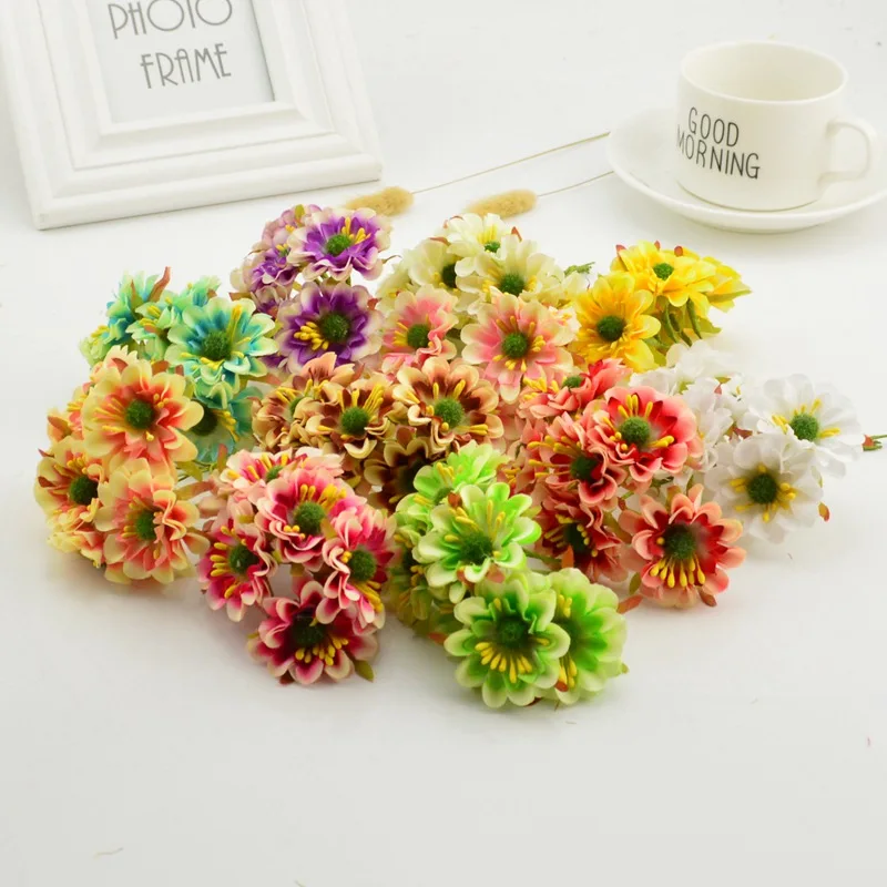 

6pcs silk handmade stamens artificial bouquet wedding decorations DIY wreaths gift cut and paste process fake flowers