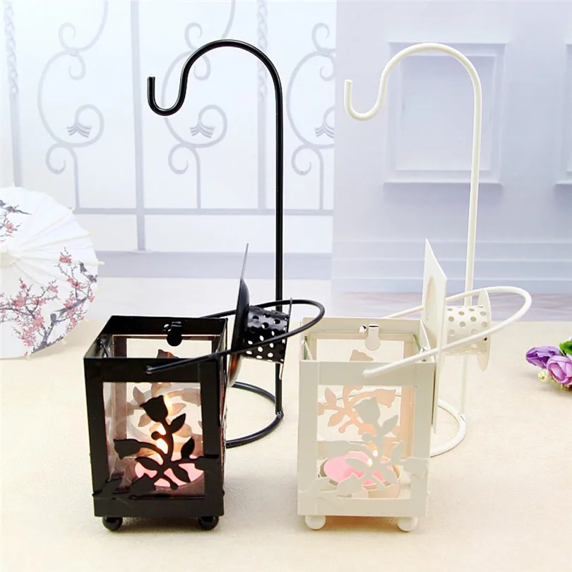 Candlestick Hollow Holder Tealight Candlestick Hanging Lantern Vintage Retro Lantern Wrought weddings Home decor #3f28 (1)