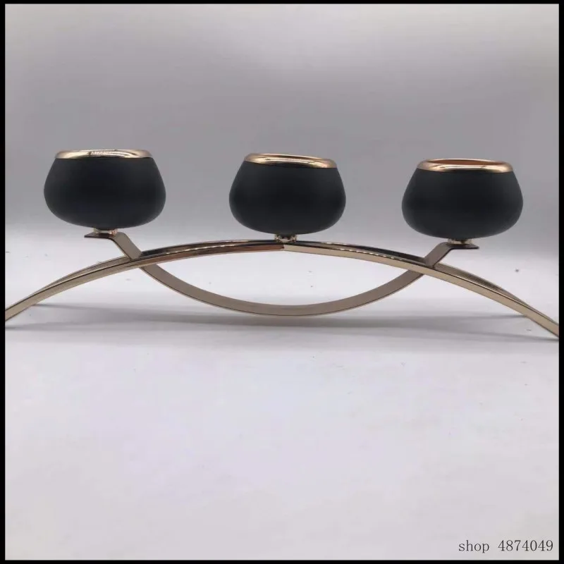 

new design black three Candle Holder Gold plated Wedding Candelabra/ Centerpiece Center table Decoration Candlestick