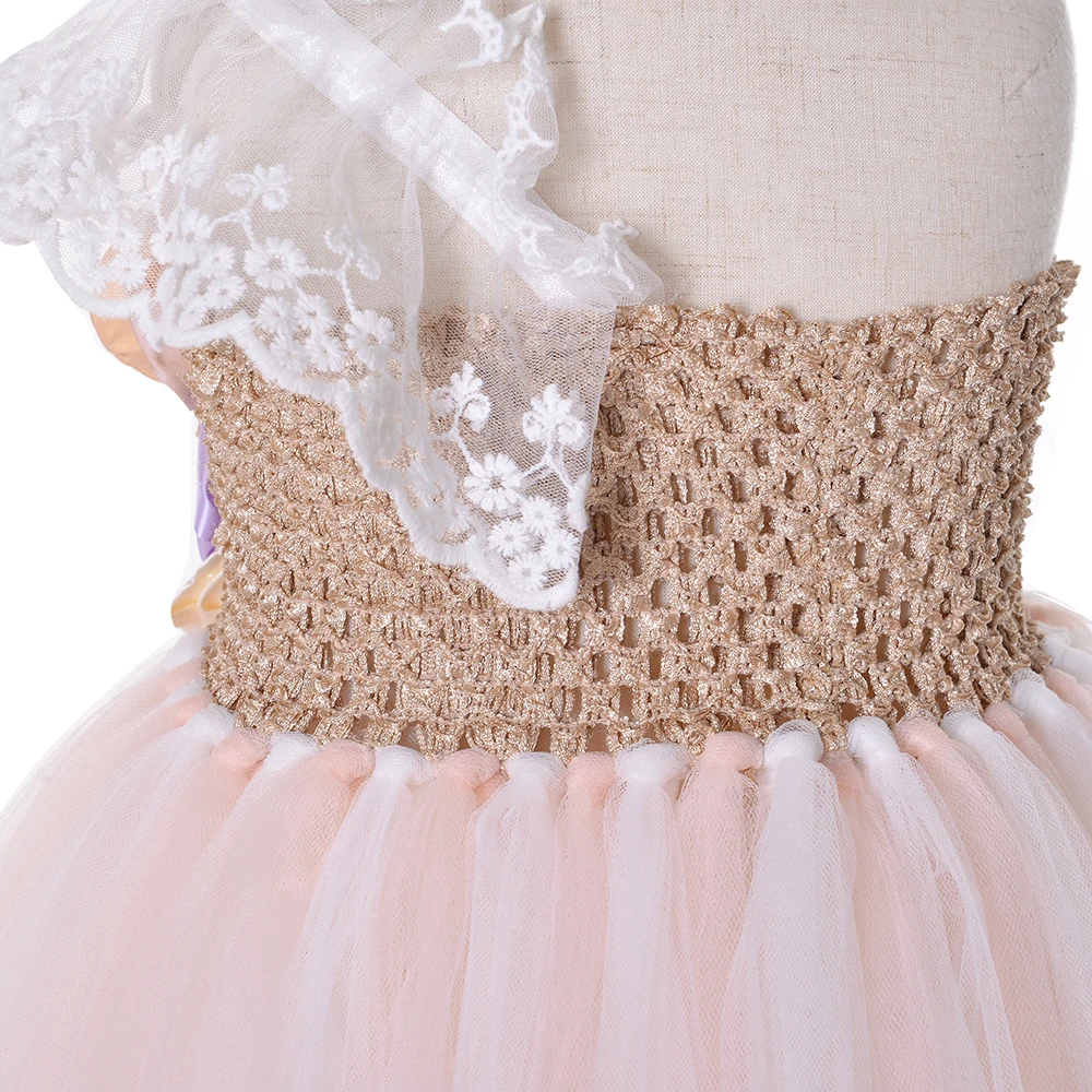 Платье-пачка с цветочным узором для девочек-подростков; кружевное фатиновое платье на одно плечо с цветами для свадьбы, дня рождения; детская одежда для девочек