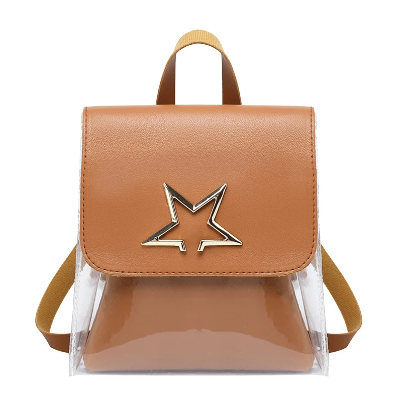 

Fashion Simple and Versatile Student Backpack Beach Star Transparent Jelly Mother Package 2019 Summer New Women Bag