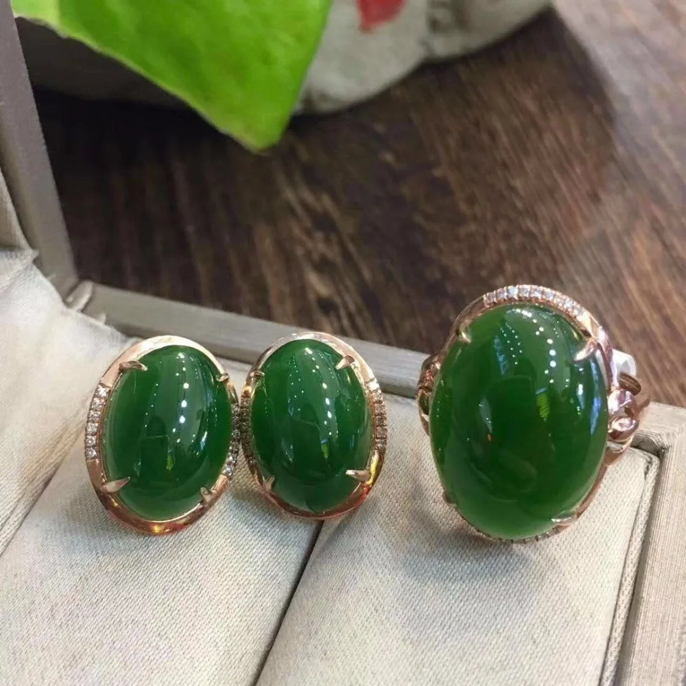 Бутик Hetian Jasper набор золото 18K с алмазной инкрустацией