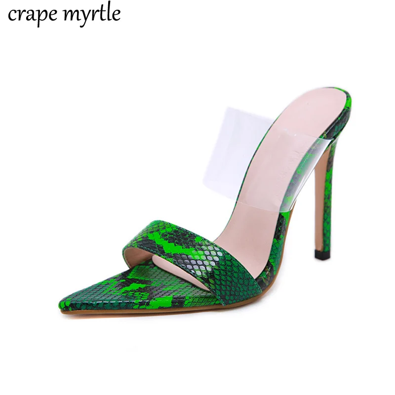 

platform flip flops Ladies Slippers PVC Transparent Thin Heel Women Slippers pointed -toed Shoes High Heel Slippers YMA835
