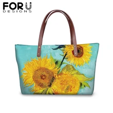 FORUDESIGNS/мягкая сумка через плечо для женщин и девочек с рисунком подсолнуха, дизайнерская сумка для покупок, сумочка