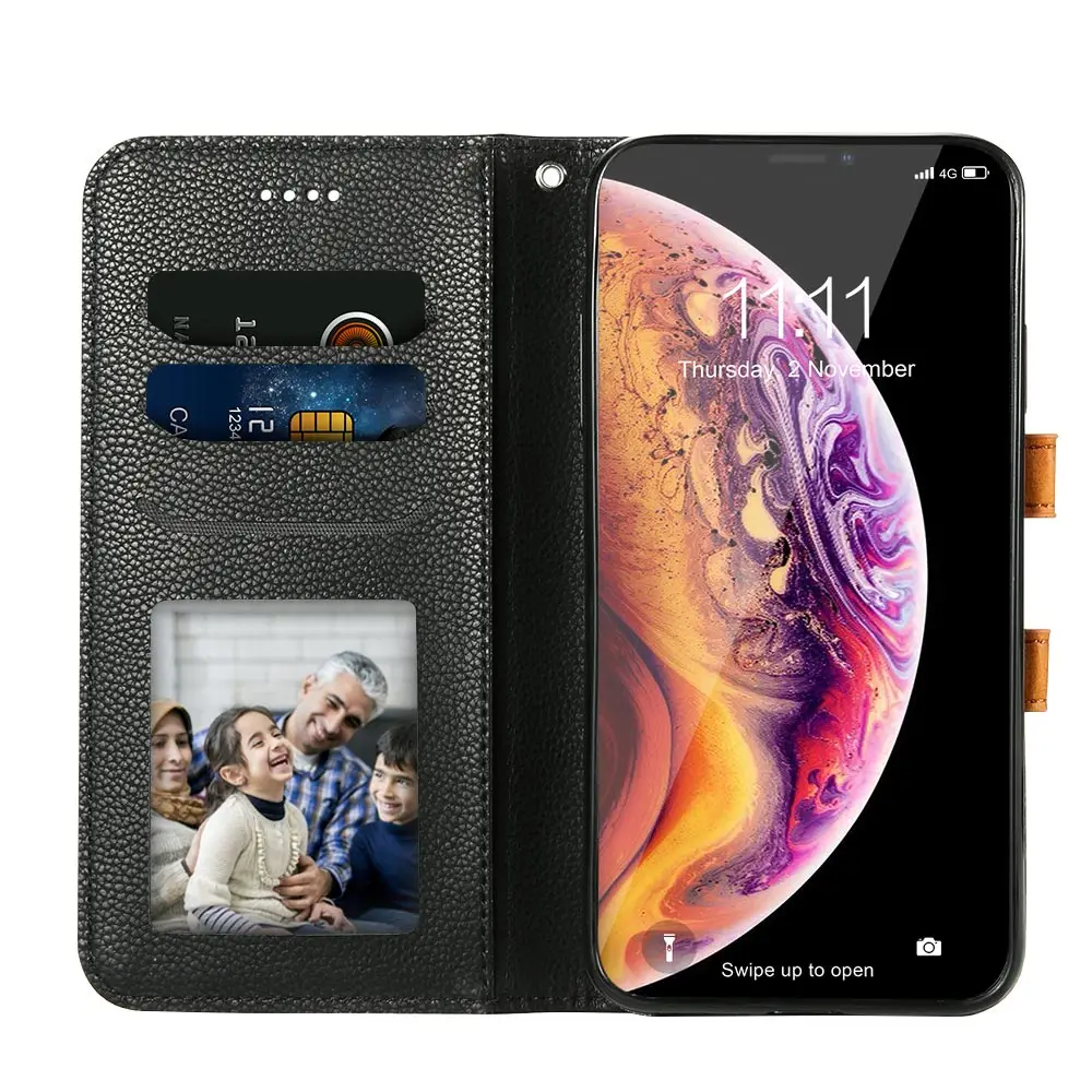 Кожаный флип ремешок чехол для iPhone 6 6S 7 8 Plus X XS Max XR 5 5S SE держатель карт силиконовый