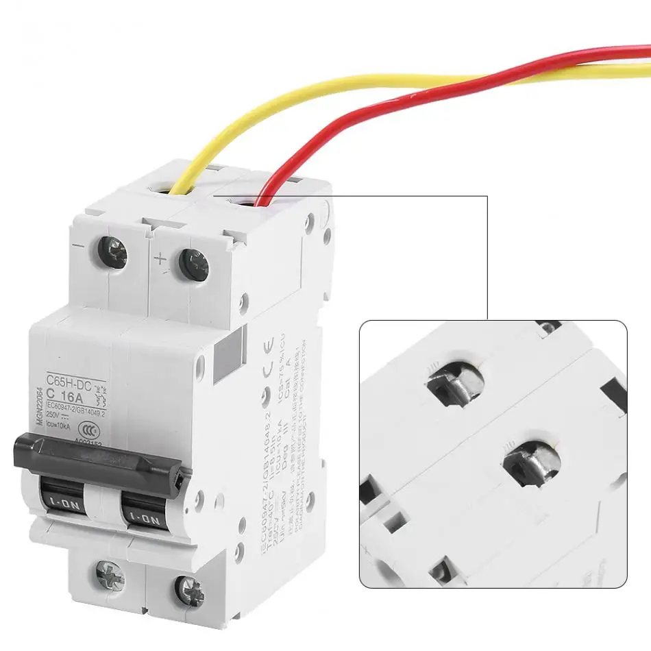 63A 250V DC 2P Low-voltage Miniature Air Circuit Breaker Solar Energy Switch 16A//32A//63A