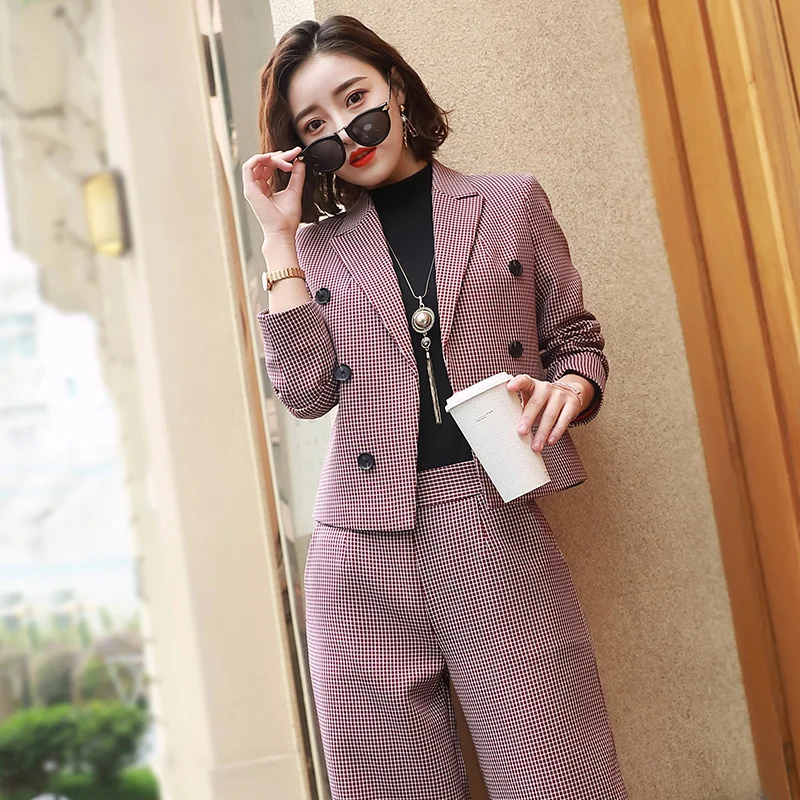 Lente en Herfst Nieuwe Mode Set Engeland Dunne Mevrouw Korte Plaid Kleine Pak Negen-Divisie Wijde Pijpen Broek Twee stuk Set AL276 Lente en Herfst Nieuwe Mode Set Engeland Dunne Mevrouw Korte Plaid Kleine Pak Negen-Divisie Wijde Pijpen Broek Twee stuk Set AL276