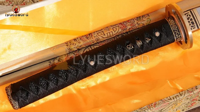 LYUESWORD полный Танг японская катана самурайский меч дь Цуба Дамасская сталь боевое
