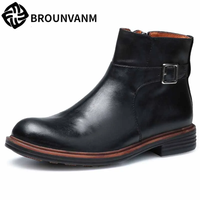 

Martin boots men autumn winter British retro men shoes all-match cowhide Chelsea boots men's high top shoes breathable casual