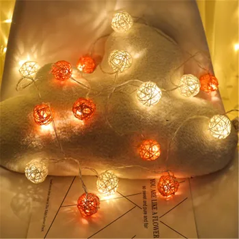 

3m Battery String Light 20LED white orange Rattan Ball Shape Lamps Cotton Ball Light Wedding Birthday LED Christmas Fairy Lights
